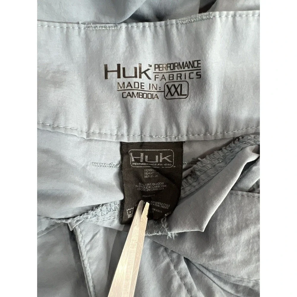 Huk Fishing Shorts Mens 2XL Blue Performance Flat Front Outdoor Angler